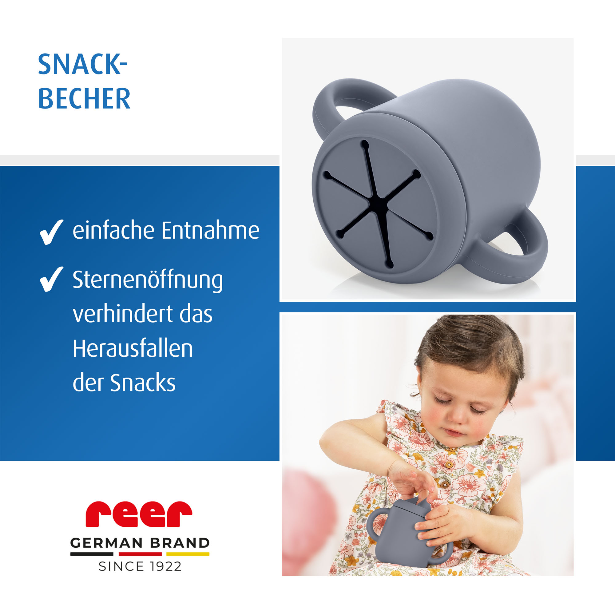 2in1 Trink- & Snackbecher, grau-blau