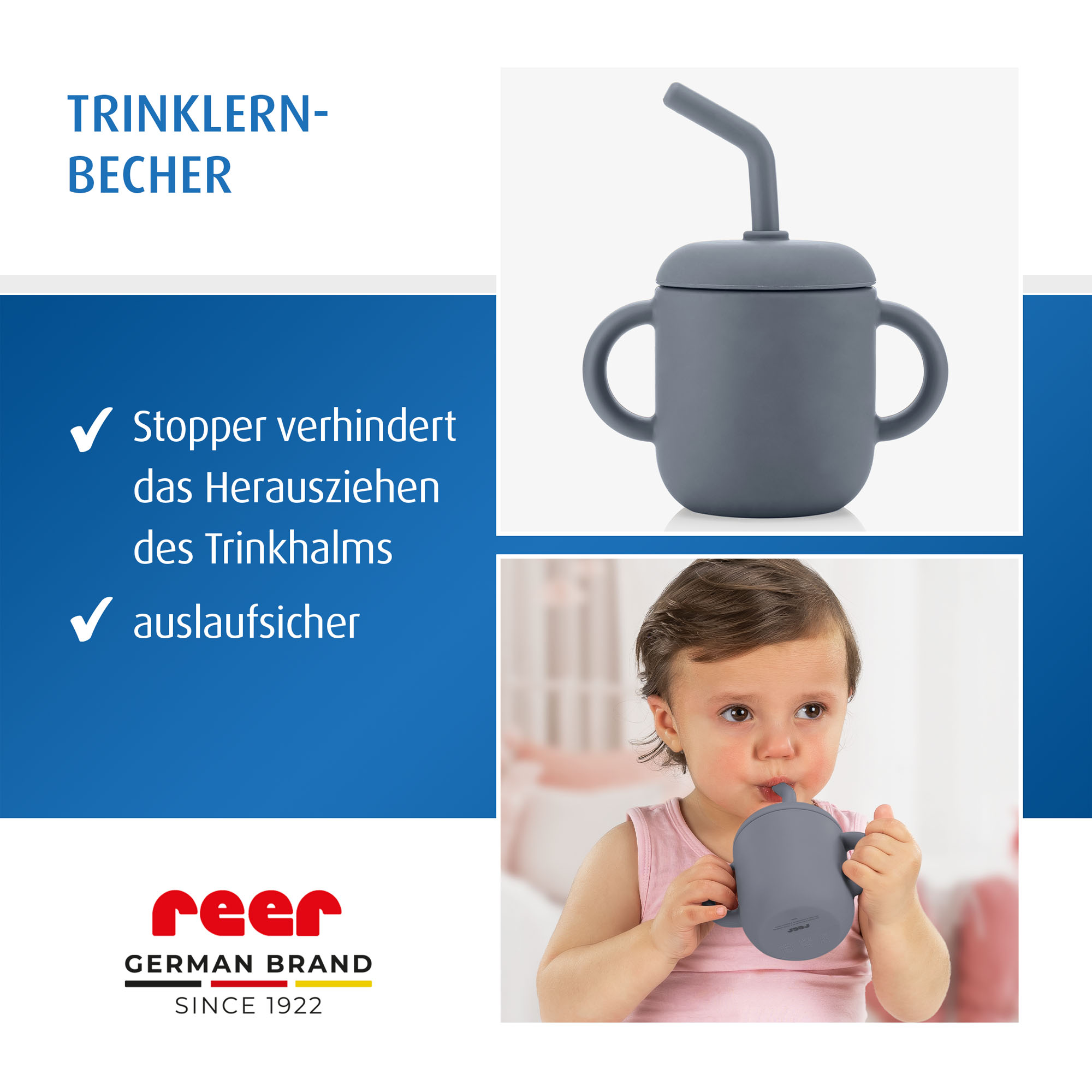 2in1 Trink- & Snackbecher, grau-blau