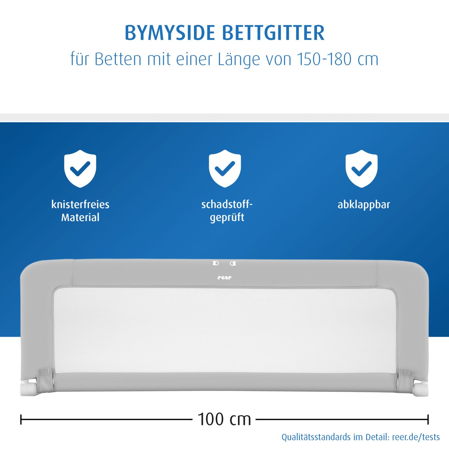 ByMySide Bettgitter, für Betten 150 cm - 180 cm, mit Abklappfunktion