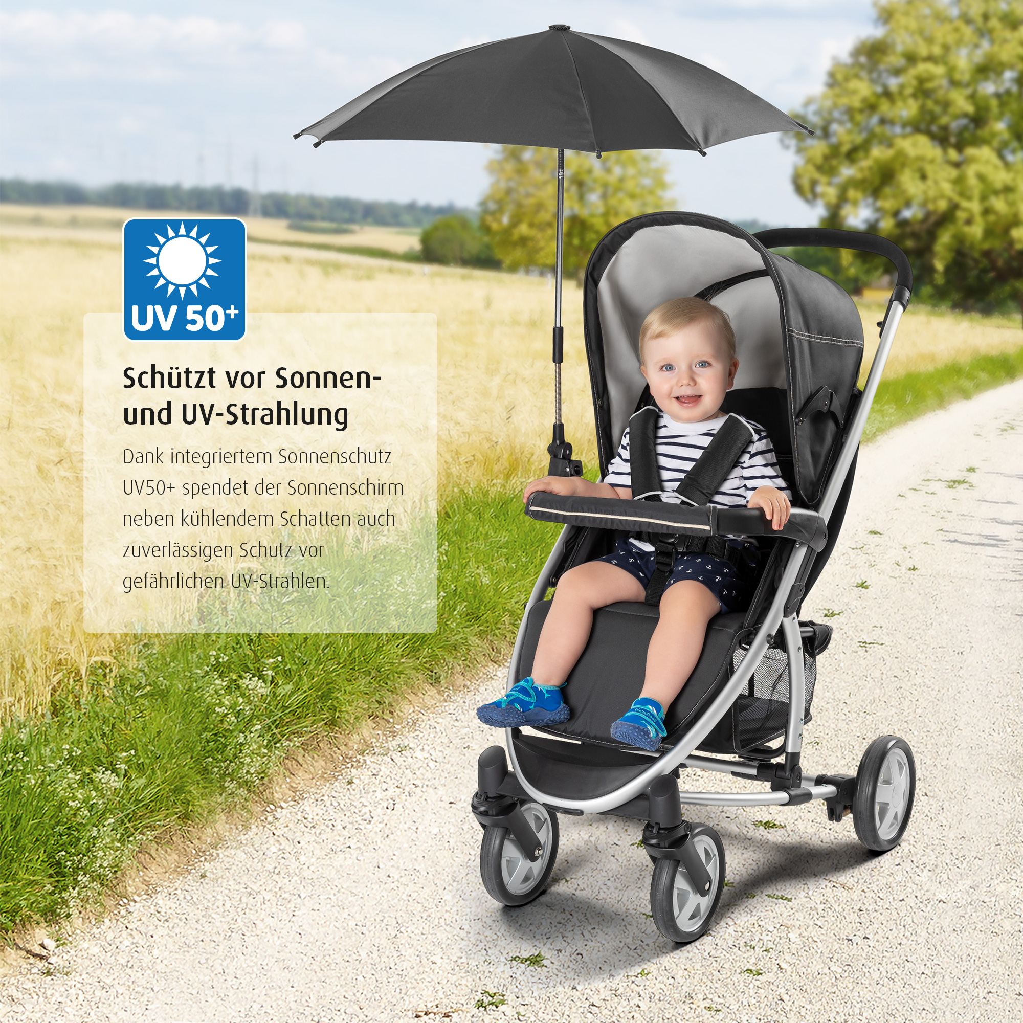 Auswahl: schwarz Deine Kinderwagen-Sonnenschirm, Schwarz - ShineSafe