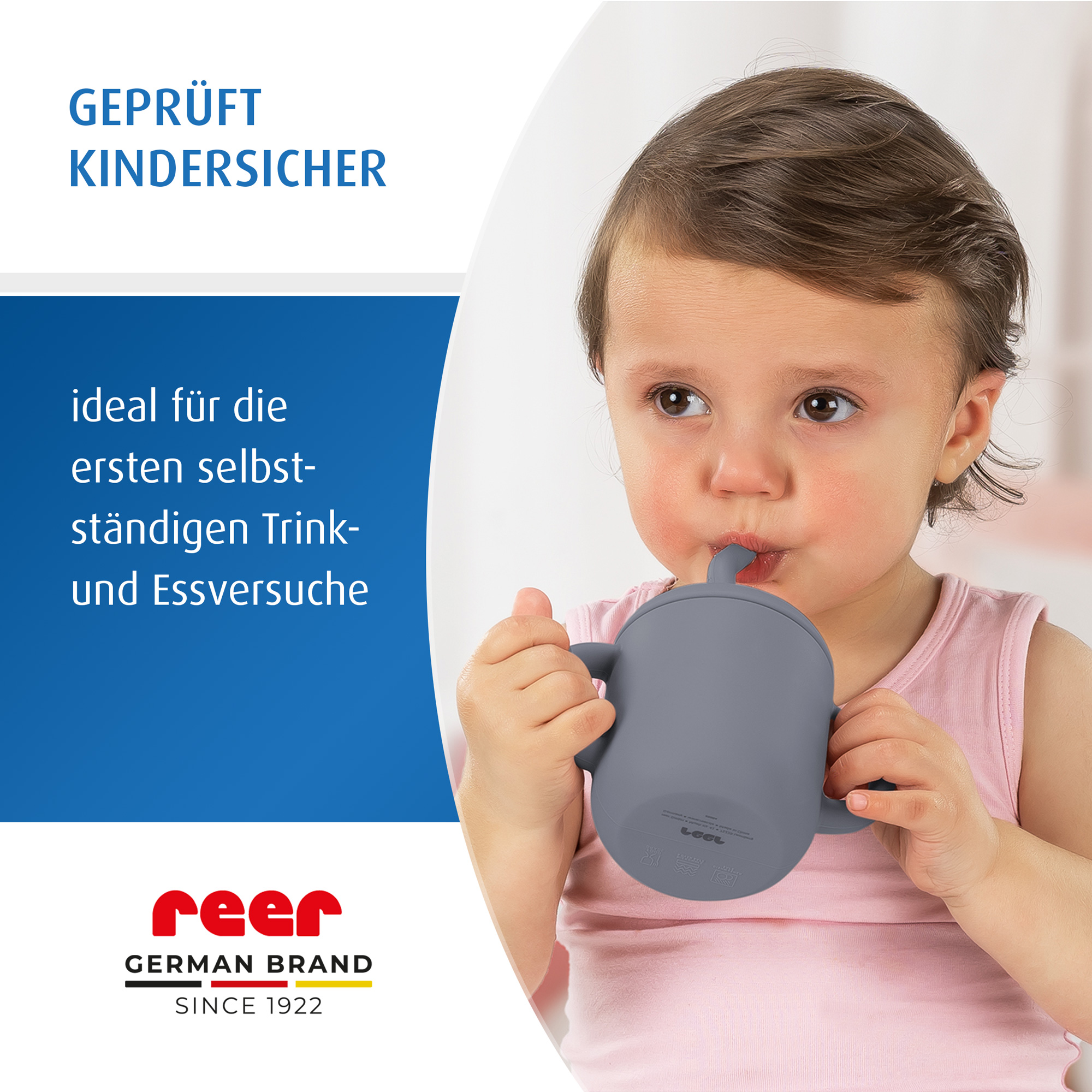 2in1 Trink- & Snackbecher, grau-blau