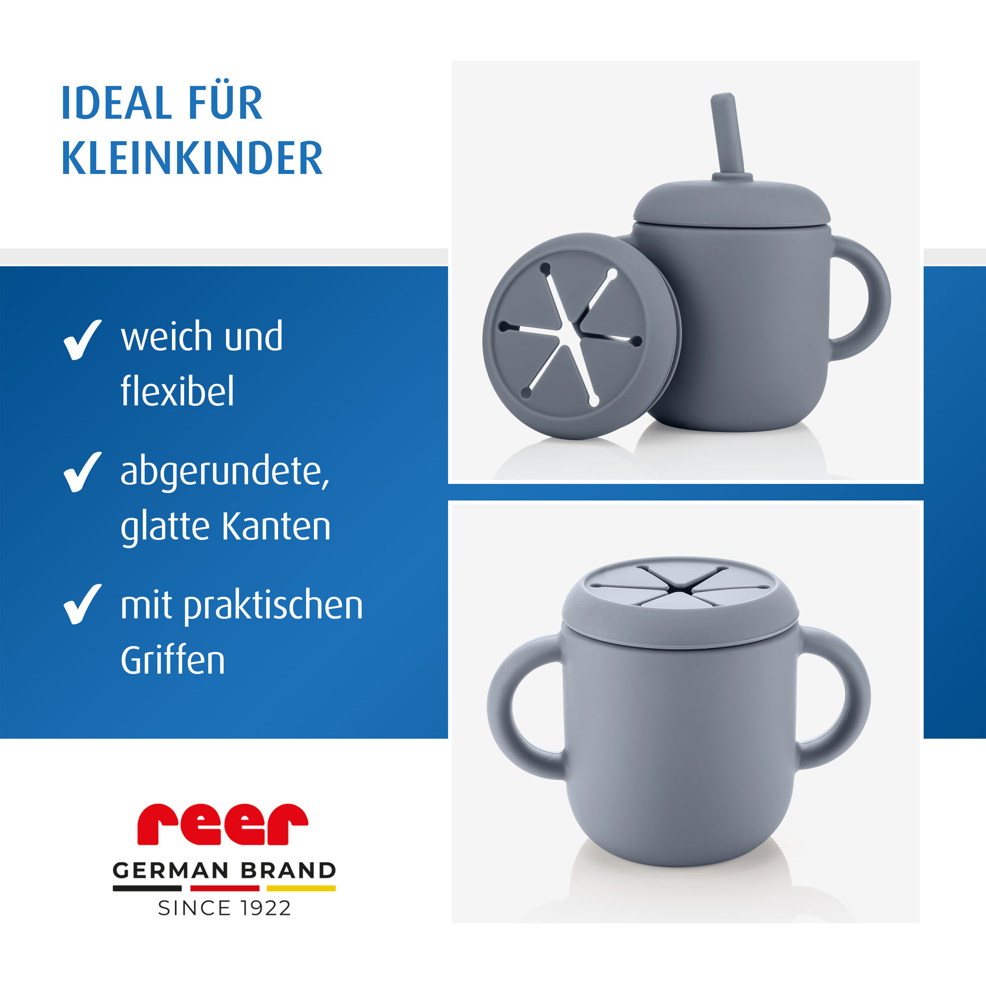 2in1 Trink- & Snackbecher, grau-blau