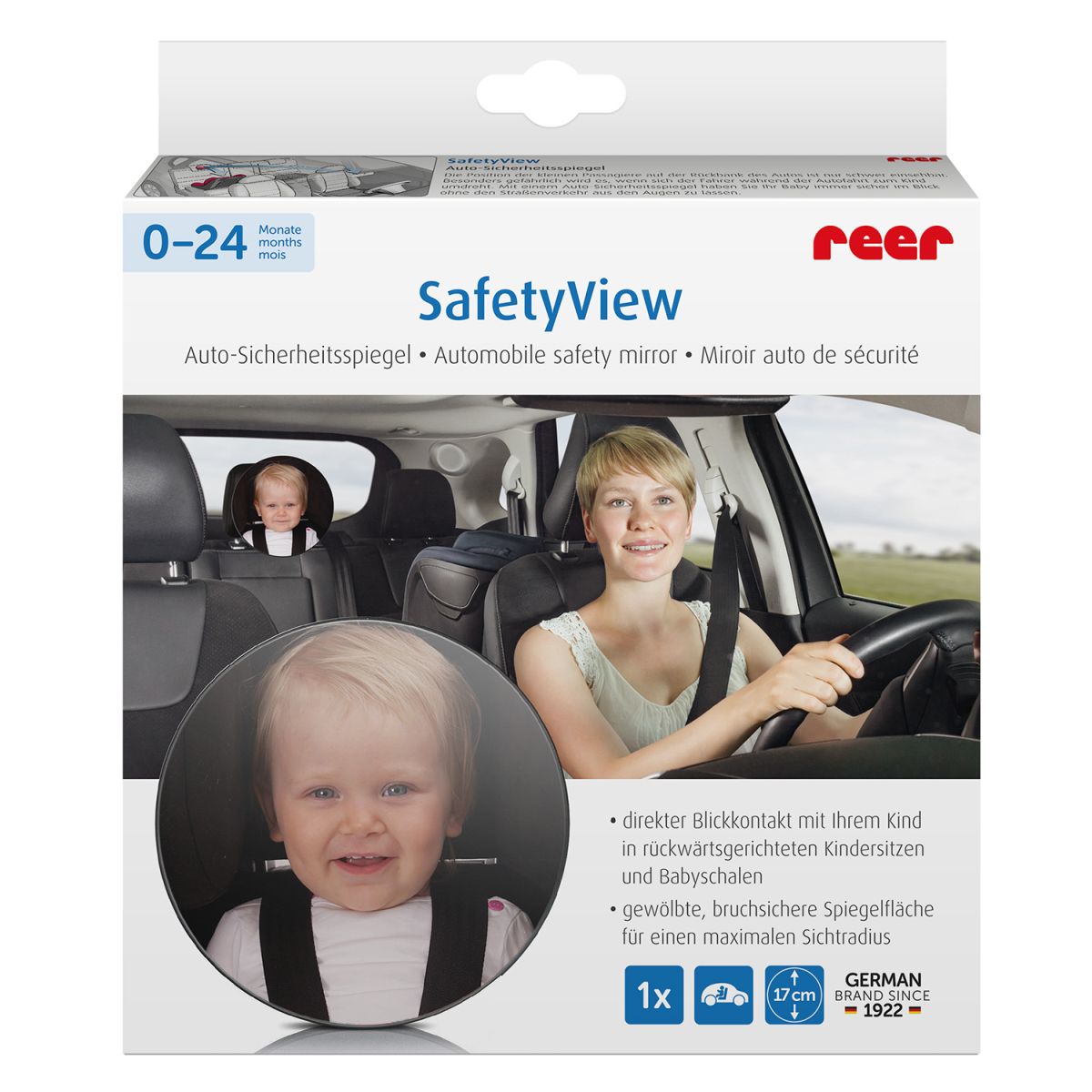 reer 8601 Sicherheitsspiegel safetyview Rück Spiegel Auto Baby Kind Rücksitz  neu